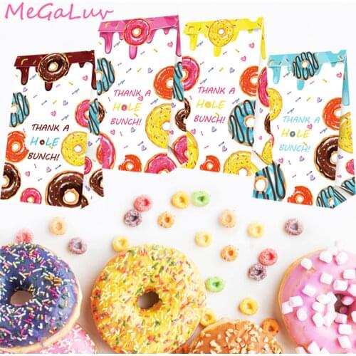 12pcs Sweet Donuts Party Candy Bag Goodie Gift Box Paper Treat Packaging Bags Donut Birthday Party Supplies Baby Shower Decor