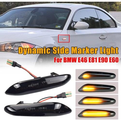 2pcs Dynamic Flowing LED Turn Signal Side Marker Light Blinker Lamp For BMW E60 E61 E90 E91 E81 E83 E84 E88 E92 E93 E82 E46