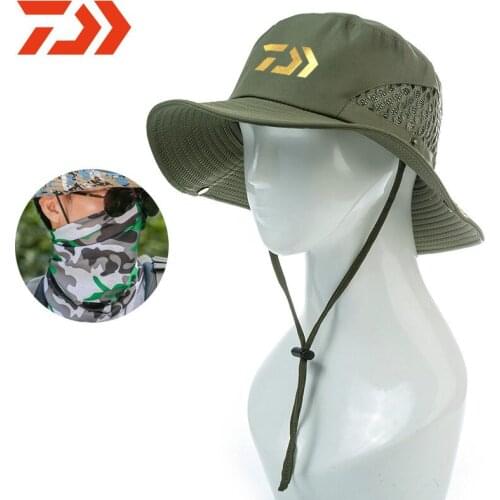 2020 Daiwa Mens New Dome Outdoor Fishing Hiking Hat Summer Sun Hat Beach Hat Fashion Solid Color Sunscreen Wild Fisherman Hat