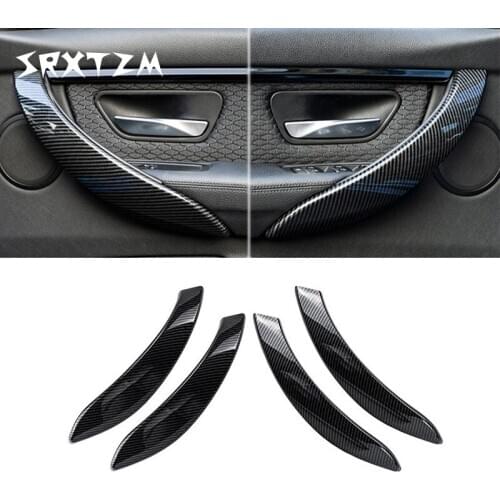 4PCS ABS Carbon Fiber Pattern Car Door Handle Outer Cover Trim for 3 Series F30 F31 4 Series F32 F33 Right Side Passenger