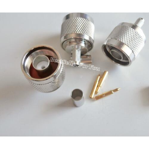 5Pcs N male plug crimp For RG58 RG142 LMR195 RG400 Cable Straight RF connector nickelplated NEW