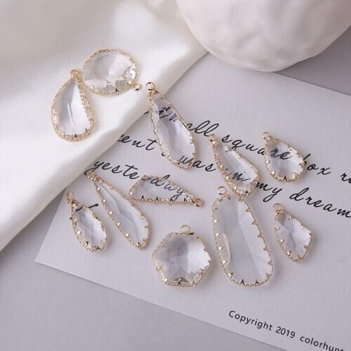 6pcs Diy Accessories Earrings for Women Pendants Jewelry Wholesale Dangle Earring Popular Itransparent Rhinestone Copper Trendy