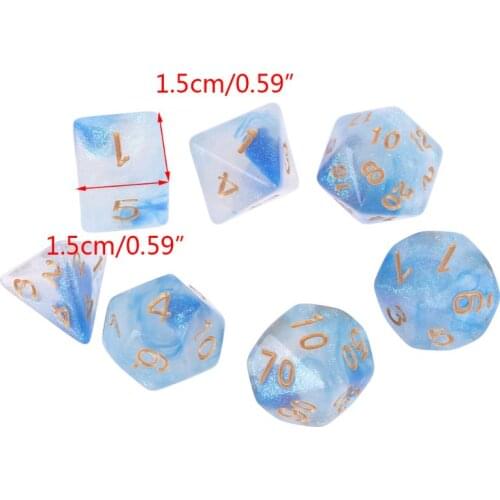 7pcs D20 Polyhedral Dice Glitter Double Colors 20 Sided Dices Table Board Playing Game for Bar Pub Club Party D5QD