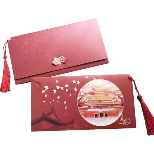 City Scenic Area Christmas Birthday Card Cartoon Gift Ancient Chinese Style Paper Creative Event Invitation Card DIY