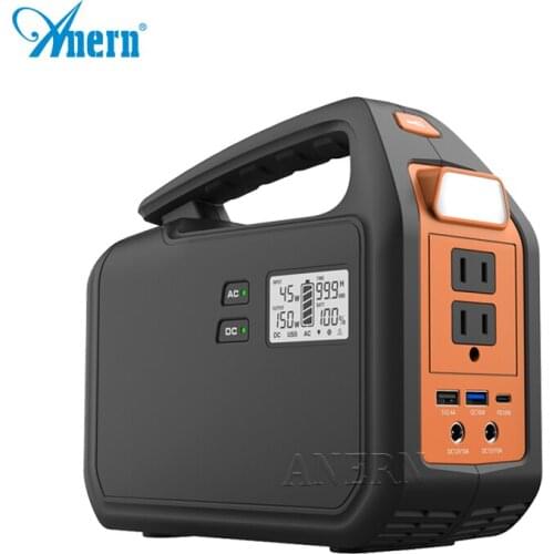 Anern AC DC solar camping kit 150w solar power lighting system with battery