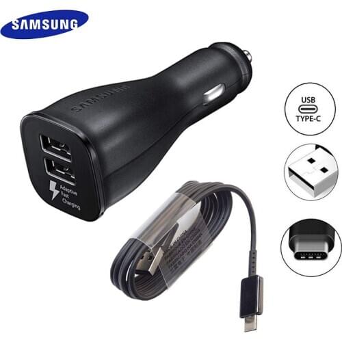 Samsung Car Charger Dual USB Fast Adapter Micro/Type C Cable For Galaxy S20FE S20 Note 20 Ultra S6 S7 S8 S9 S10 Note 10 Plus 9 8