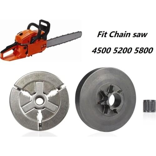 Clutch Drum & Clutch & Needle Bearing Universal Fit Zenoah Chainsaw 4500 5200 5800 Chinese Type 45cc 52cc 58cc Engine Replace