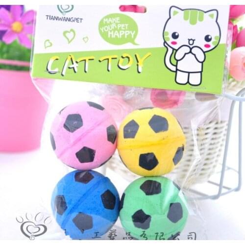 Free shipping pet cat sponge balls footballs four colors for small cat 40pcs /lot
