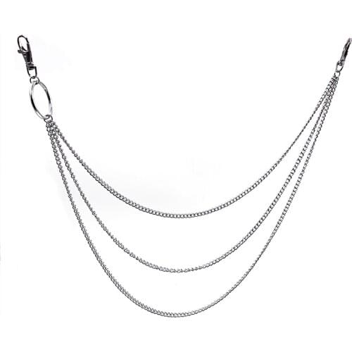 BLA Three-layer Pant Chain Waist Belt Rock Jeans Keychain Waist Wallet Link Belt Key Chain Fashion Punk Hip-hop keyring Z30
