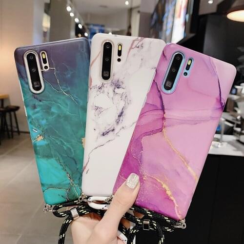 Marble Sling Phone Case For Samsung Note 20 Plus Note 10 Plus Note9 Note 8 S10 S9 S8 Plus Crossbody Necklace Lanyard Matte Cover