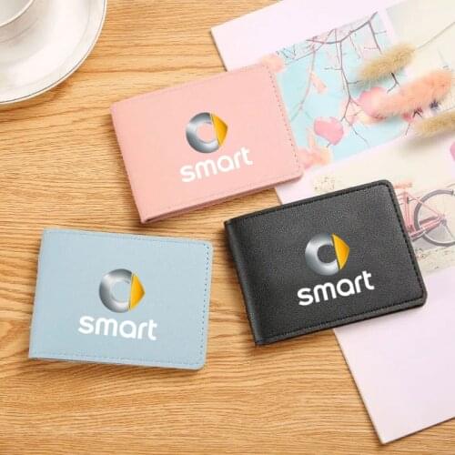For Smart 451 brabus Smart fortwo 453 forfour PU Leather Auto Driver License Bag Cover Car Driving Documents Card Credit Holder