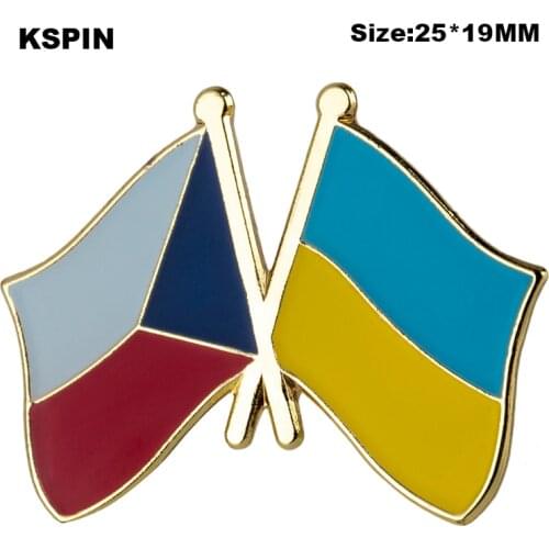 Czech Rep. & Ukraine Friendship Flag Badge Flag Brooch National Flag Lapel Pin International Travel Pins
