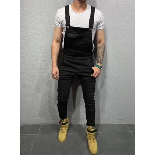 2021 Denim Overalls Bib Pants Jumpsuit Fashion Overalls Joggers Men Suspender Pants Men Adjustable Shoulder Strap Slim