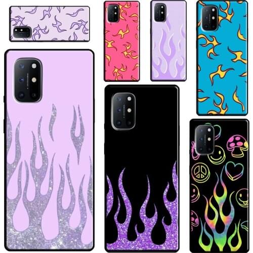 Purple Flames Fire Print For Realme C3 C11 C15 C21 GT Neo Q3 6 7 8 Pro Phone Case For OnePlus 8 7 9 Pro Nord 7T 8T