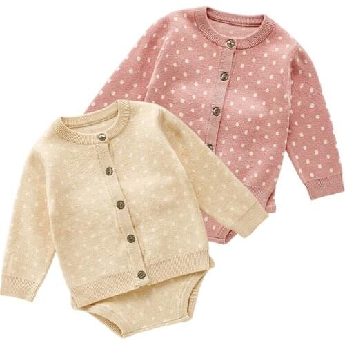 Newborn kids Cardigan Boys Sweater Cotton Jumpsuit Knitted Suit Autumn Baby Girls Clothes Set Baby Knitted Romper Set Infant