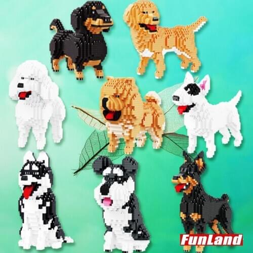 Lovely pet PUPPY animal nanobrick dog micro diamond block Dobermann Chow Chow Schnauzer Golden Retriever Bull Terrier brick toy