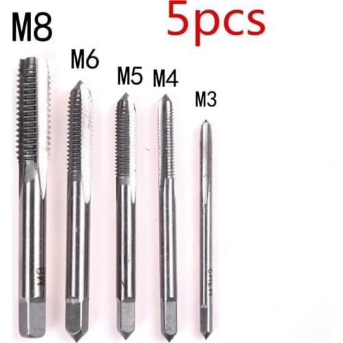 New 5Pcs/Set M3 M4 M5 M6 M8 HSS Machine Straight Fluted Screw Thread Metric Plug Hand Tap Drill Set Hand Tools