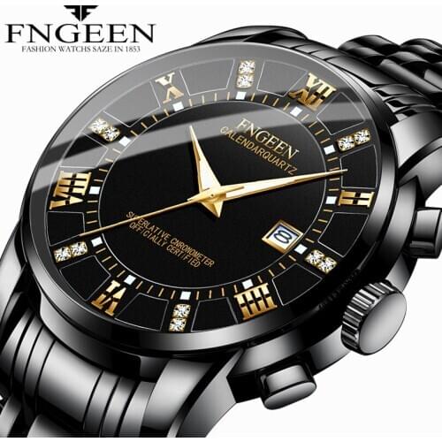 New Mens Calendar Fashion Casual Business Watch Ultra-thin Waterproof Cross-Border Explosion Model Black Steel Band Quartz Watch