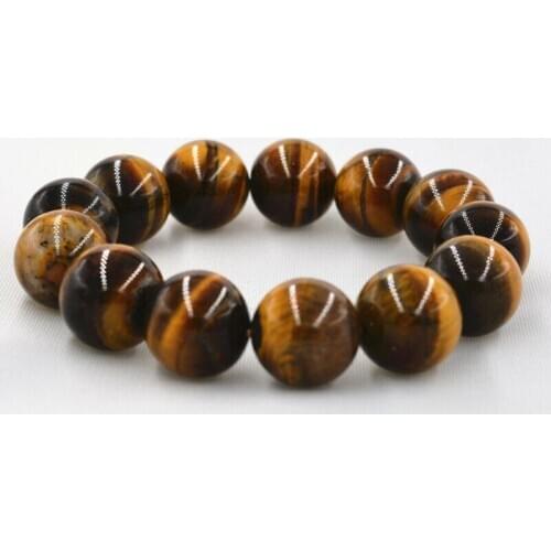 New Pretty 12mm Natural African Roar Tigers Eye Round Beads bracelet 7.5"