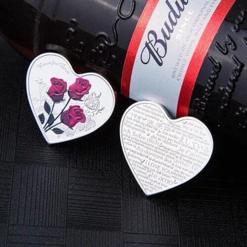 1PC 38mm Heart Rose Valentines Day Commemorative Coin I Love You Emulation Valentines Day Game Currency Craft