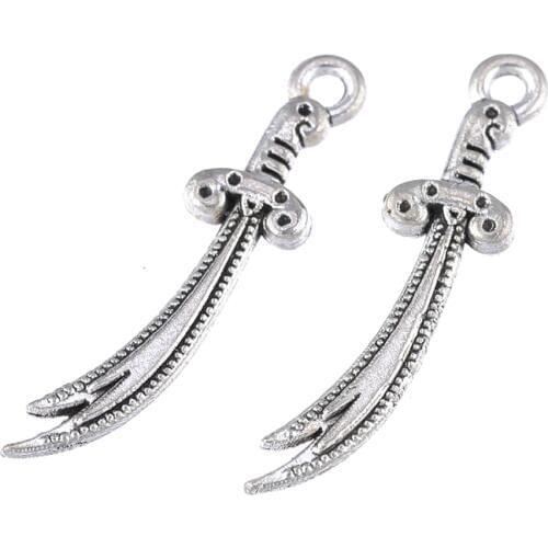 JUYA 20pcs 25x7mm Personality Alloy Knife Charms Pendant for Women Men Necklace Pendant Earring Jewelry DIY Making Supplies