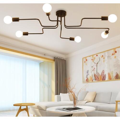 Industrial Loft Ceiling Light Nordic Iron Led Ceiling Lamps 4/6/8 Head Ceiling Lamp For Dinning Room Coffe Bar Cafe