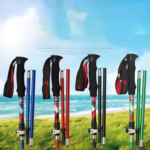 Anti Shock Walking Sticks Telescopic Trekking Hiking Poles Ultralight Walking Canes With Rubber Tips Protectors Folding 1 piece