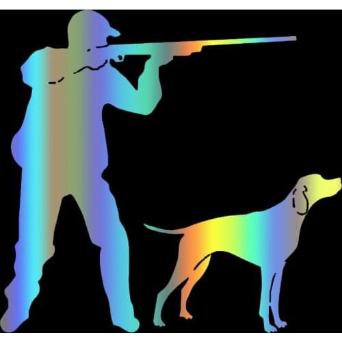 S51195 Various Sizes/Colors Car Stickers Vinyl Decal Young Hunter with Gun and Hunting Dog Motorcycle Decorative