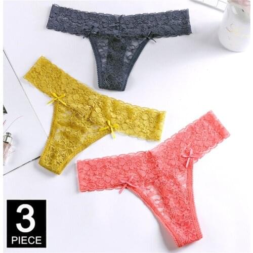 Sexy Thongs For Woman Lingerie Underwear Woman Lace T-back Female Panties Wholesale Dropshipping New Sale 3 Pcs
