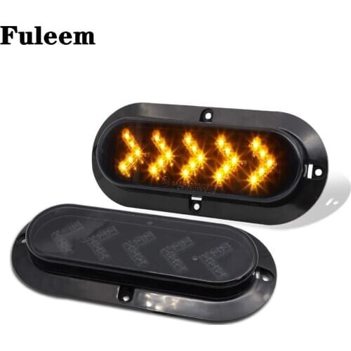 Fuleem 2PCS 6 Inch Arrow Smoked Lens Amber 25LED Sealed Oval Side Marker Indicator Turn Signal Lights Surface Mount 12V