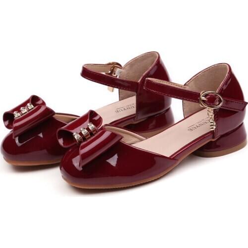 Fashion girl shoe patent leather children ballet dance shoes rhinestone Ring bowtie Mary Janes shoes princess sandals autumn