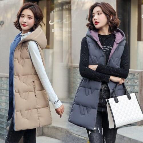 Spring New Women 2021 Fashion Slim Fit Long Vest Female Thicken Cotton Padded Winter Vest Ladies Sleeveless Jacket Waistcoat Q80