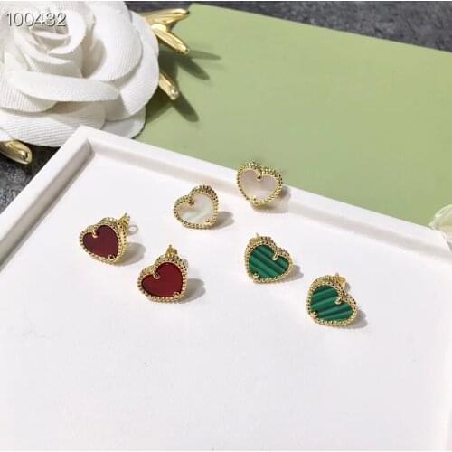 Fashion Luxury Brand S925 Sterling Silver For Women Goddess Ladies tassel Wedding Heart shaped fritillary Stud Earring Jewelry