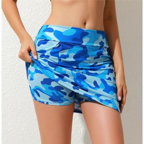 Camo Printed Women Skirt Shorts Fitness Jogger Sweat Shorts Summer High Waist Skorts Pantalones Cortos Cycling Short