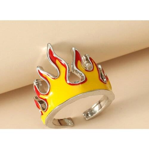 2021 New Goth Flame Opening Rings for Women Metal Charms Vintage Punk Friendship Rings Jewelry Aesthetics Gifts 90s Party