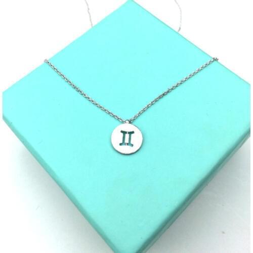 10PCS- Zodiac Gemini Necklace Signs 12 Constellation Necklace Horoscope Astrology Disc Pendant Necklaces for Birthday Gift