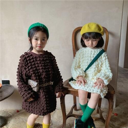 2021 Korea style girls dress fashion cotton autumn girls dresses kids clothes 1-7 years