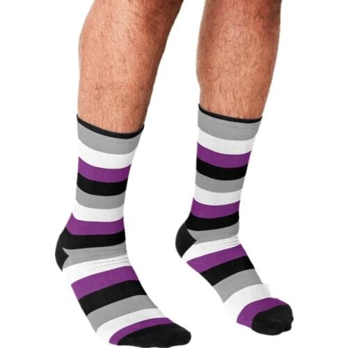 2021 Men Socks harajuku Asexual Pride Socks personality Printed Happy hip hop Novelty Skateboard Crew Casual Crazy Socks