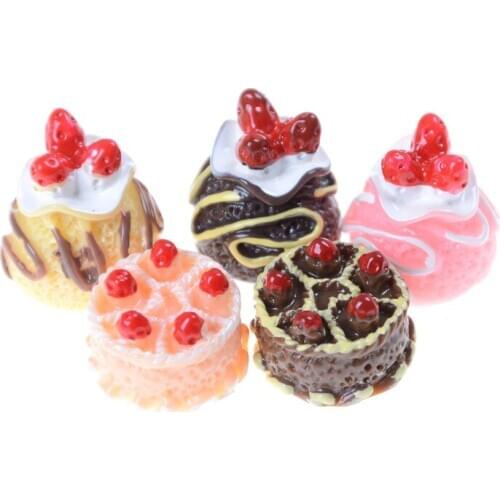 5Pcs 3D DIY Miniature Food Mini Cakes Baby Doll Home Toys Girl Doll 1:12 Scene Model Pastry Bauble Dollhouse Accessories