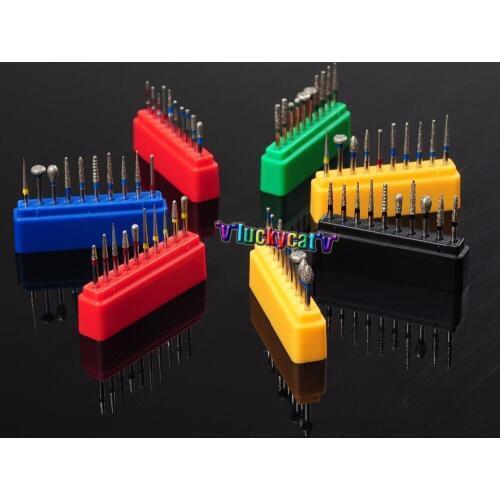 70Pcs Dental High Speed 1.6mm Diamond FG Burs For Polishing Smoothing 10Pcs/set With Assorted Color