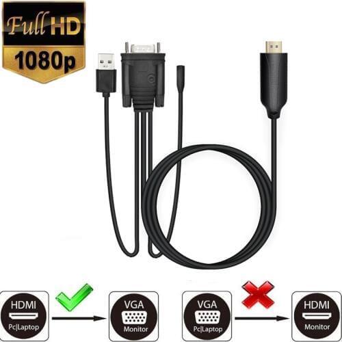 1080P HDMI to VGA Adapter (Male to Male) Video Converter Support Convert Signal from HDMI Input Laptop HDTV to VGA Output Monito