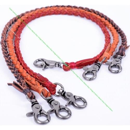 22" Trigger Biker Motocycle Yellow Genuine Cowhide Leather Braided Twisted Trucker Key Jeans Wallet Chain Key Holder