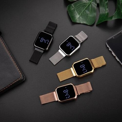 Luxury Digital Watch Stainlees Steel Band Watches For Women Unisex Fashion Magnet Buckle Electronic Watches Female Mans Watch