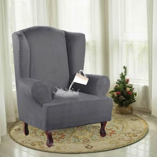 Solid Wingback Chair Cover All-inclusive King Back Armchair Sofa Slipcover Living Room Wing Back Chair Furniture Protector Cover