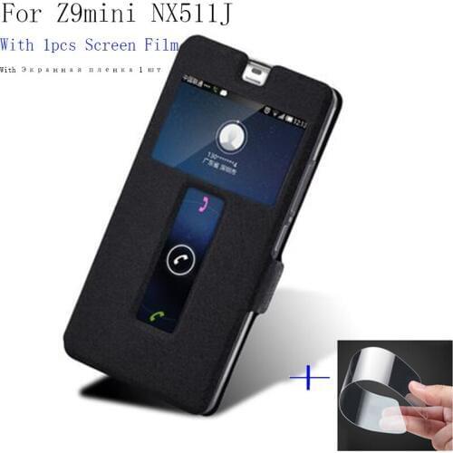 For ZTE Nubia Z9mini shell case NX511J cover smart view window PU leather case For ZTE Nubia Z 9 Z9 mini Flip case back cover
