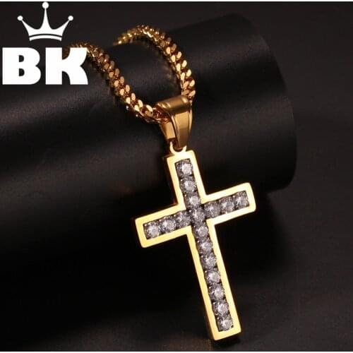 Hip Hop Fully Iced Out Rhinestone Cross Pendant Necklace Mens &Womens Jewelry Gifts Hand Necklace