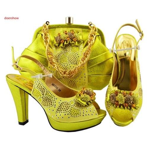 Doershow Italy Shoe And Bag!! African shoe and bag set high heel italian shoe with matching bag best selling ladies shoe SFG1-19