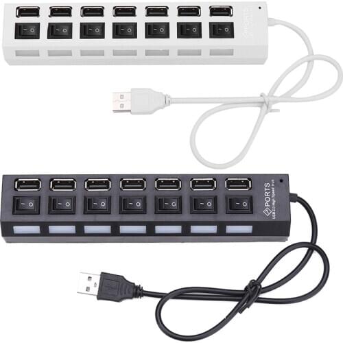 USB Hub 7 Port USB 2.0 Hub Splitter With ON/OFF Switch Multi USB Hab High Speed 5Gbps For PC Computer Accessories