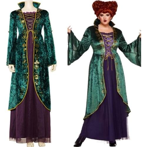 Hocus Costume Winifred Sanderson Cosplay Costume Dress Outfit Suit Uniform Halloween Carnival Costume