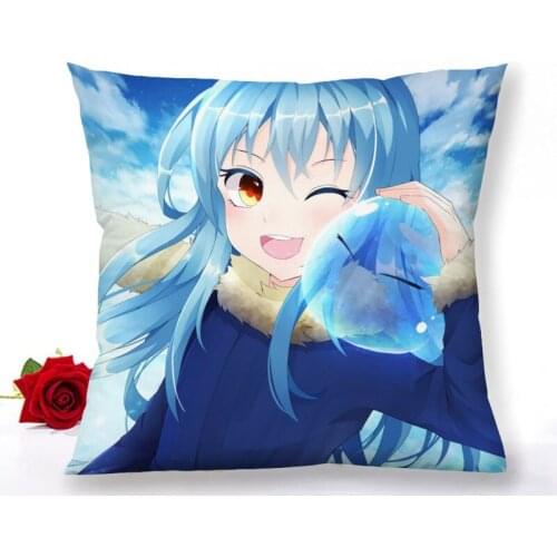 That Time I Got Reincarnated as a Slime Pillowcase Wedding Decoration Pillow Cover Satin Fabric Square Zipper Pillowcase 1.15